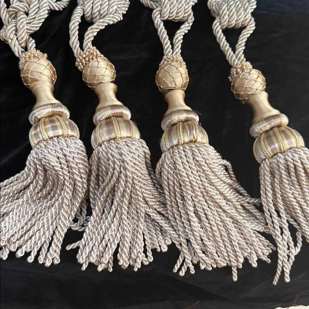 Elegant Rayon cream rope Tassel Curtain Drapery TIE BACKS  4 total